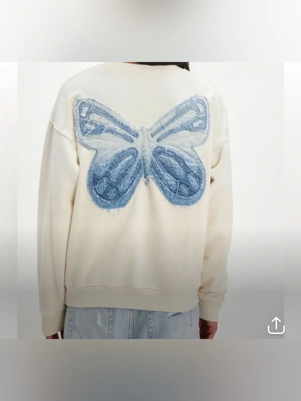 Free People X Tricia Fix Indigo Butterfly Crewneck Size XS NWOT